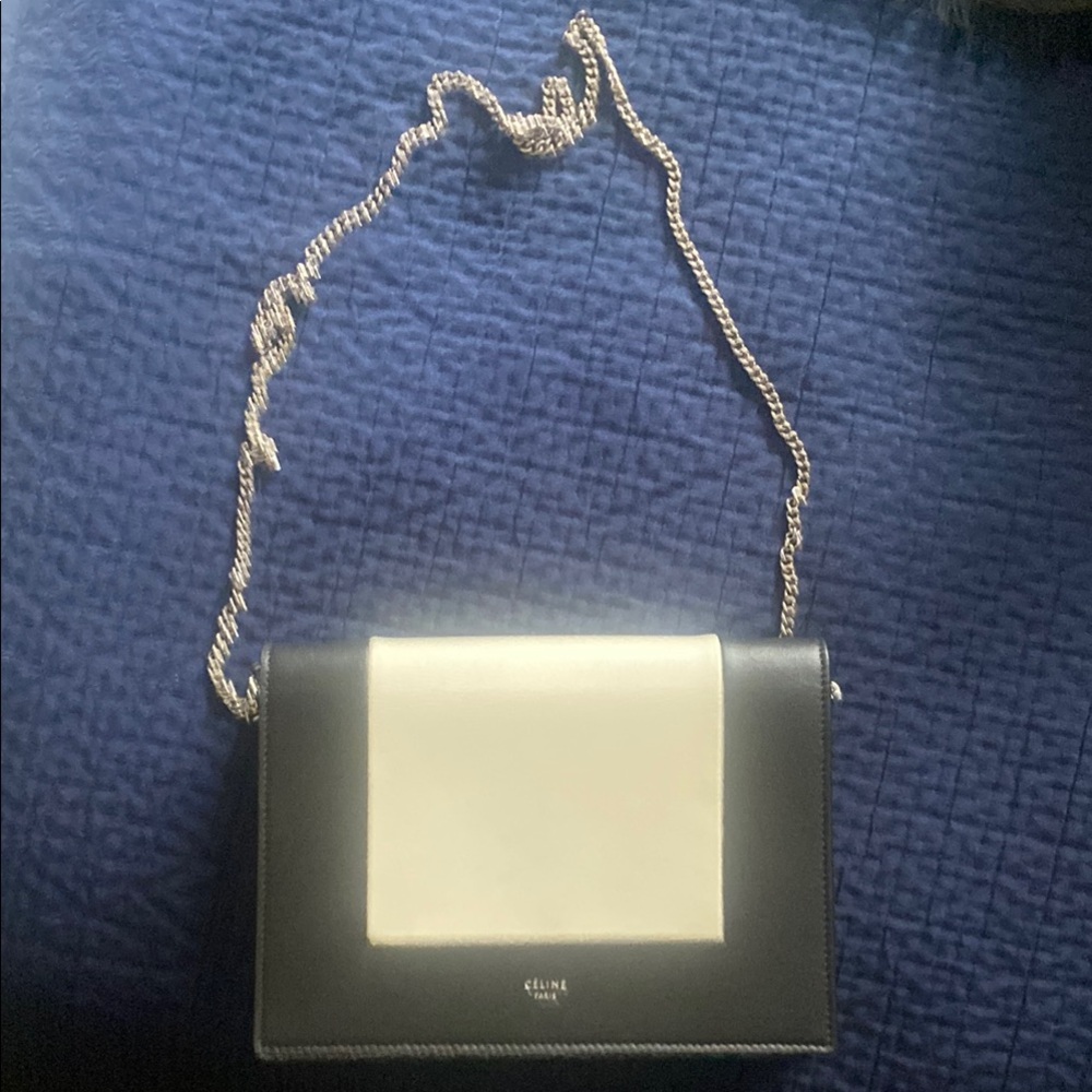 Celine Black and White Chain Shoulder Bag